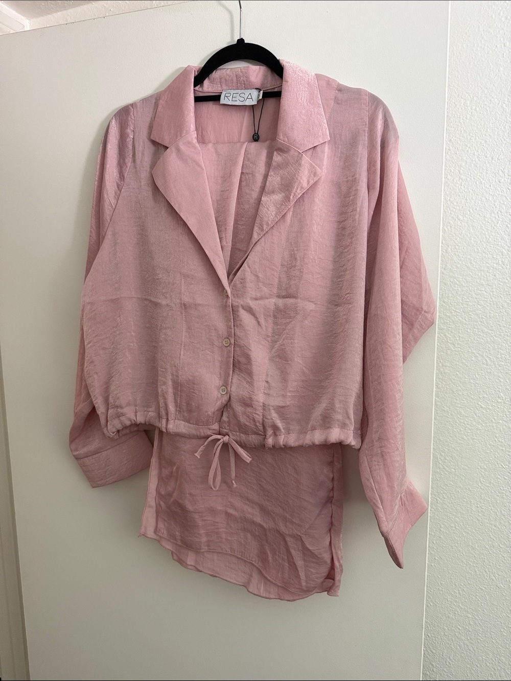 RESA Lightweight Pink Button-Front Blouse and Pant Set